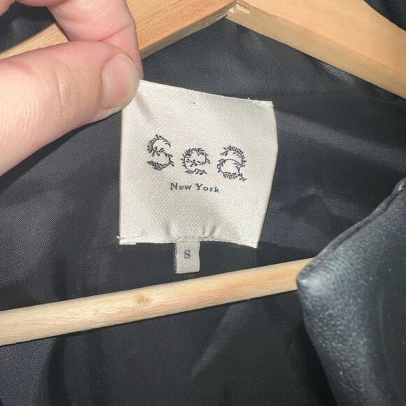 Sea New York Vegan Leather Quilted Jacket Women's Size Small in Black Oversized - Picture 7 of 11